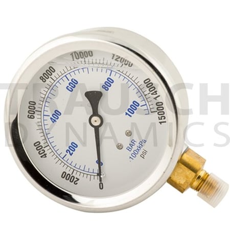 Bva Hydraulics 4 Face Diameter, Liquid Gauge 14 Nptf, GW4014 GW4014